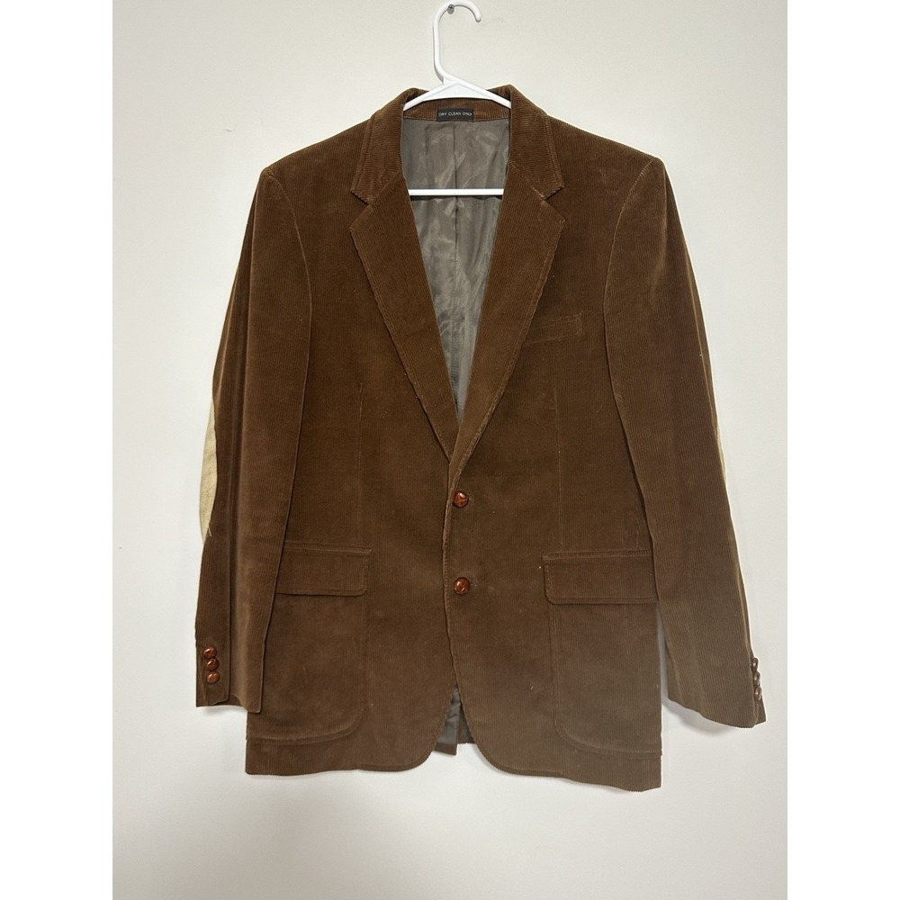 Vintage WOODMERE Men's Brown Corduroy Jacket Leather‎ Elbow Patch Retro READ